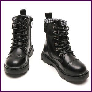 Waterproof Combat Boots Kids Mid Calf Side Zipper Lace Up Outdoor Play